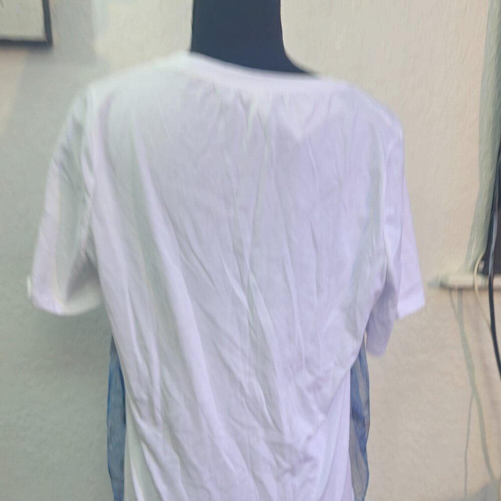 River Island NWT White Blue T-shirt Women's Size 14 image 4